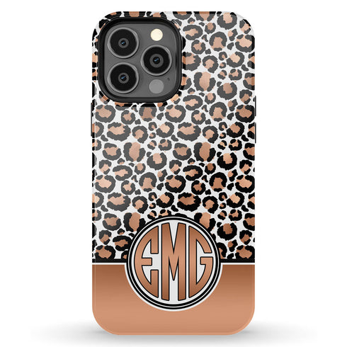 Golden Leopard Personalized Monogram iPhone Case